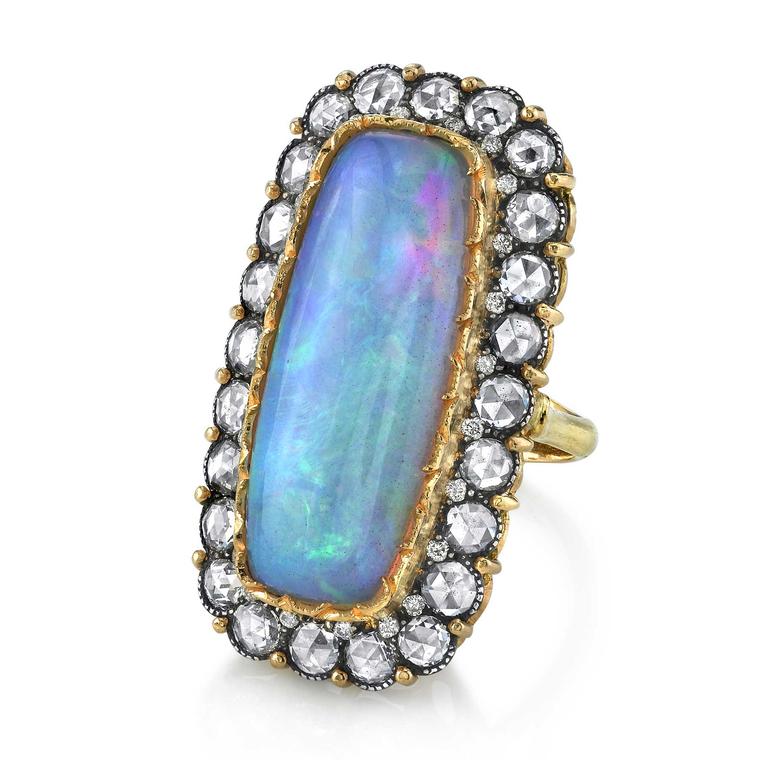 Arman Sarkisyan rose-cut diamond and opal ring