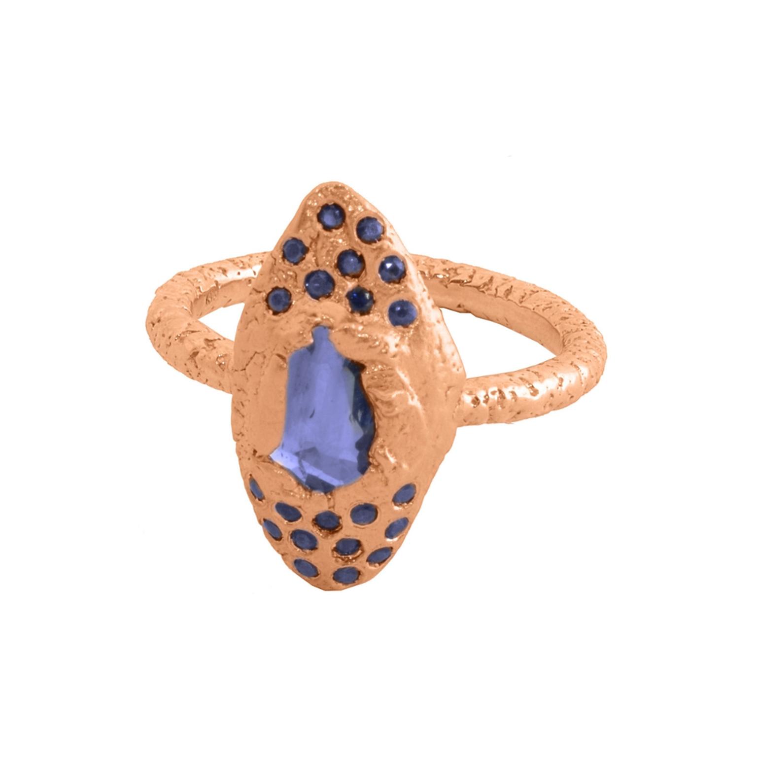 Susan Wheeler sapphire flame ring in rose gold