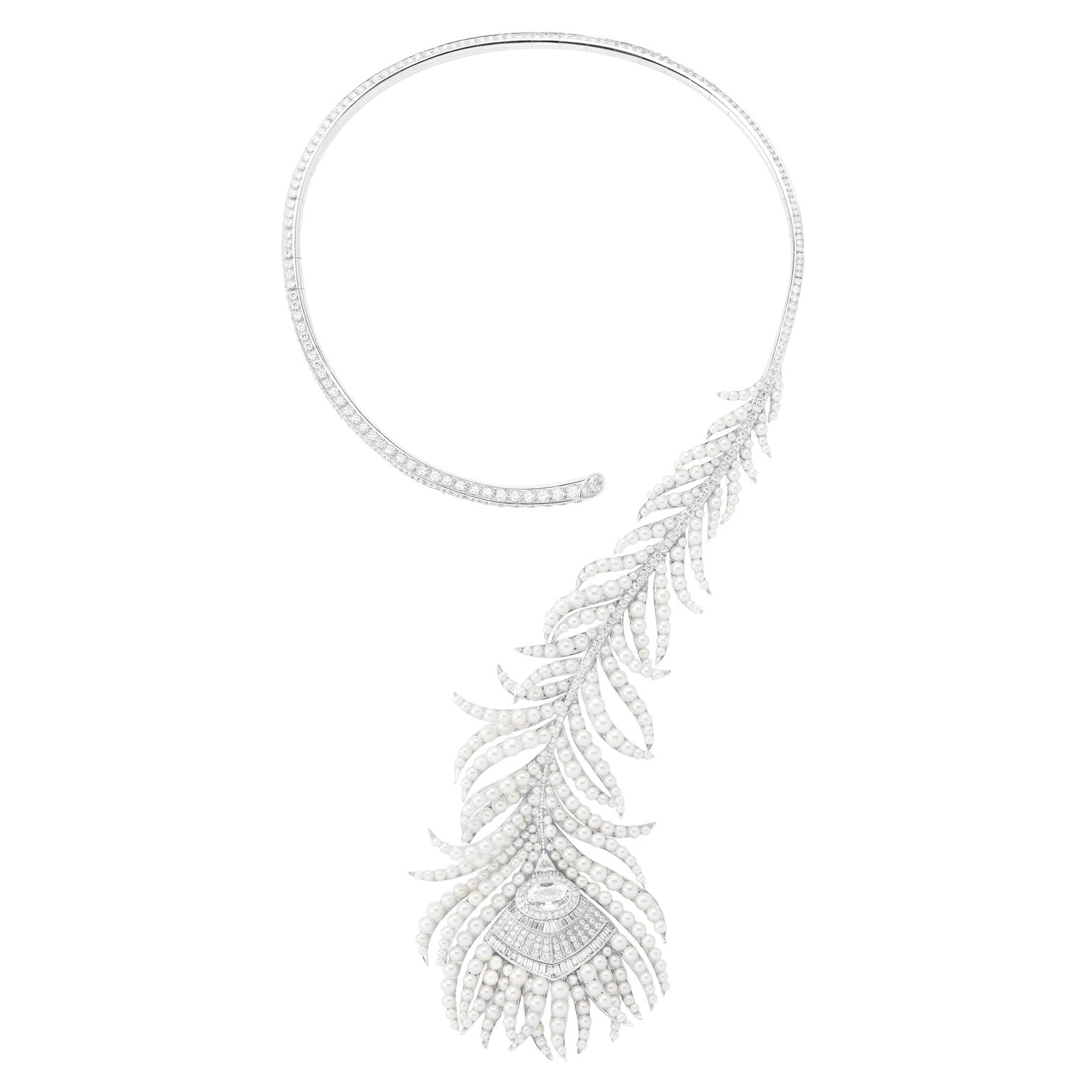 Boucheron Necklace Perles de Plume - cultured pearls, diamonds, white gold copy