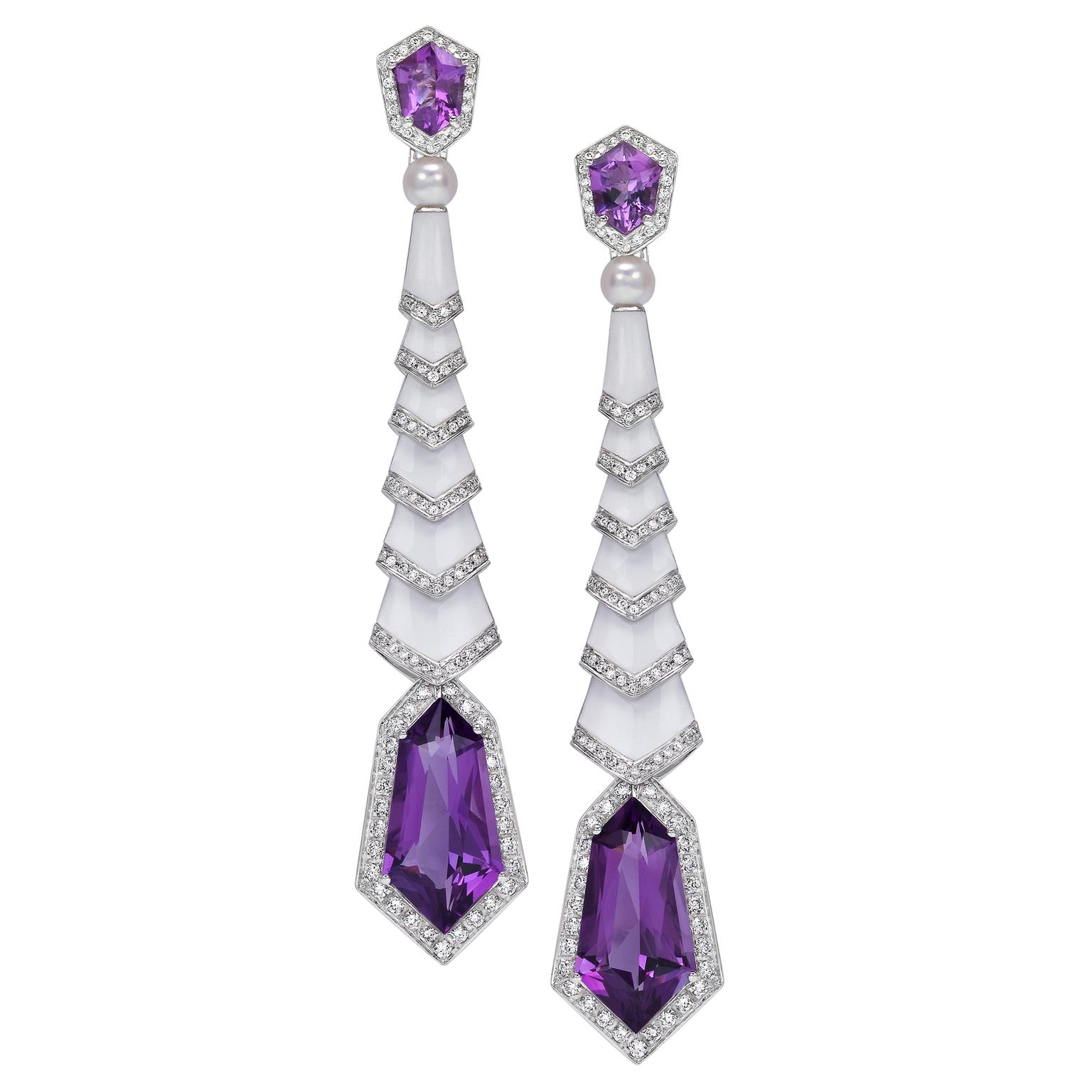 Avakian Gatsby enamel and amethyst earrings