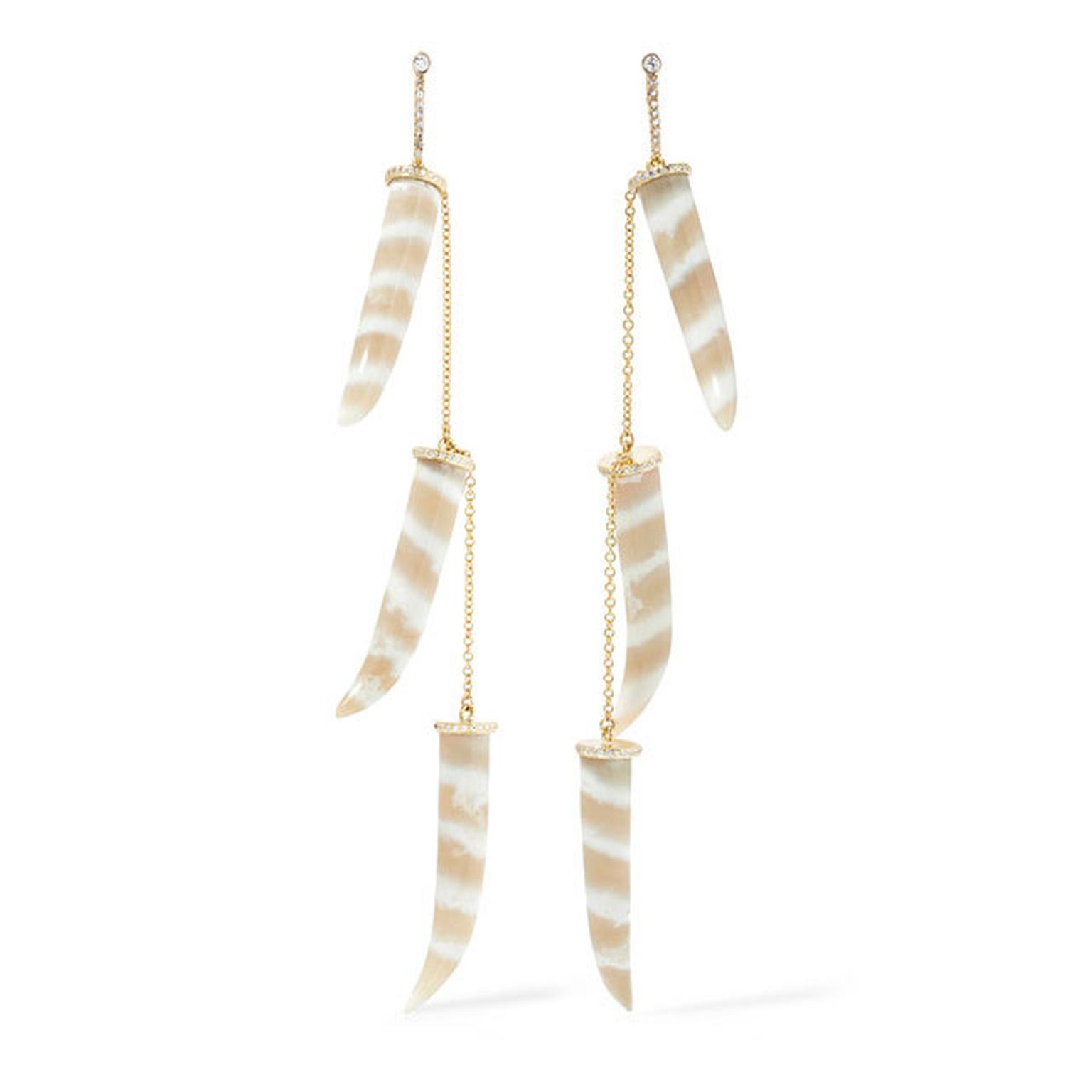 Kimberley McDonald chalcedony and diamond tusk earrings