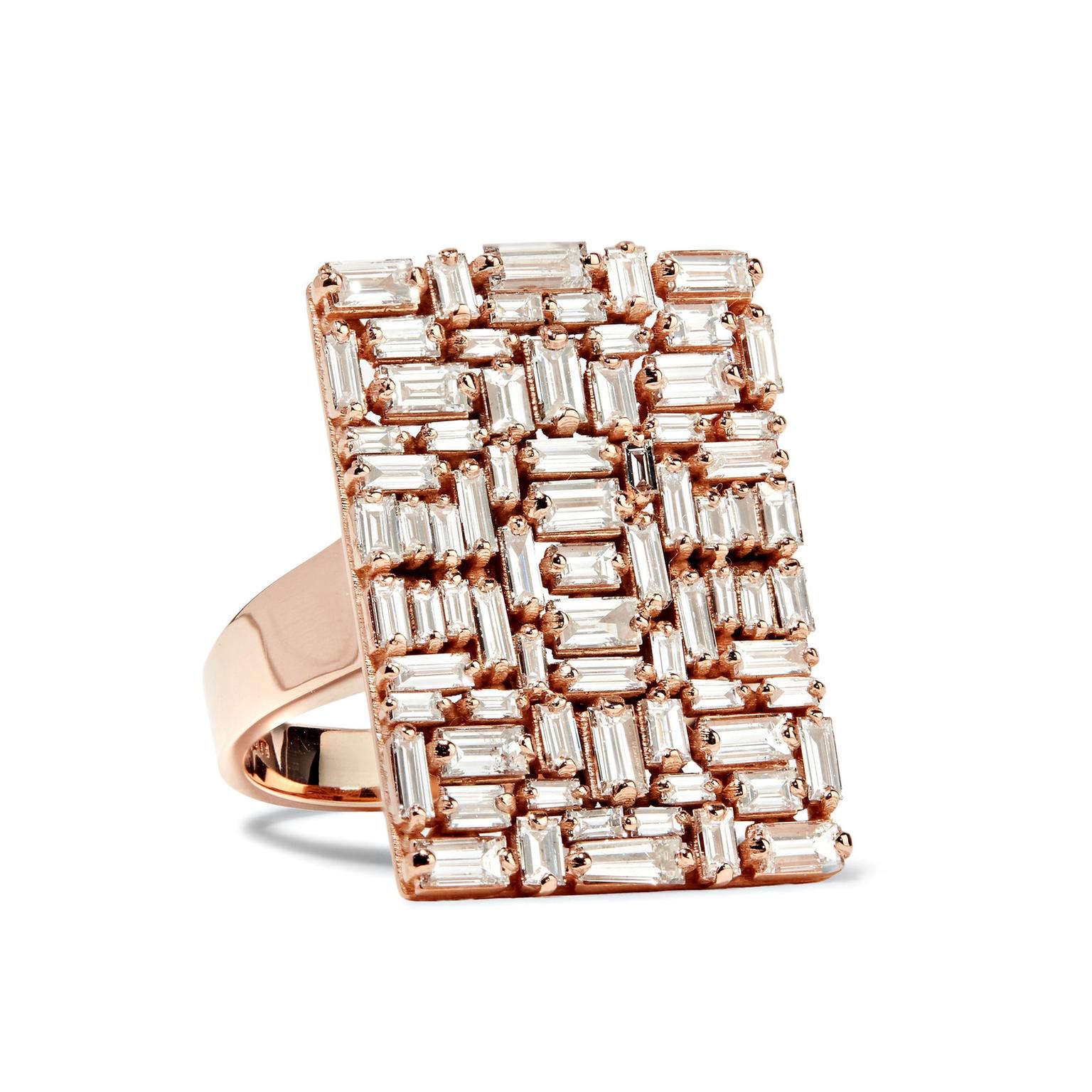 Suzanne Kalan rose gold and diamond geometric ring