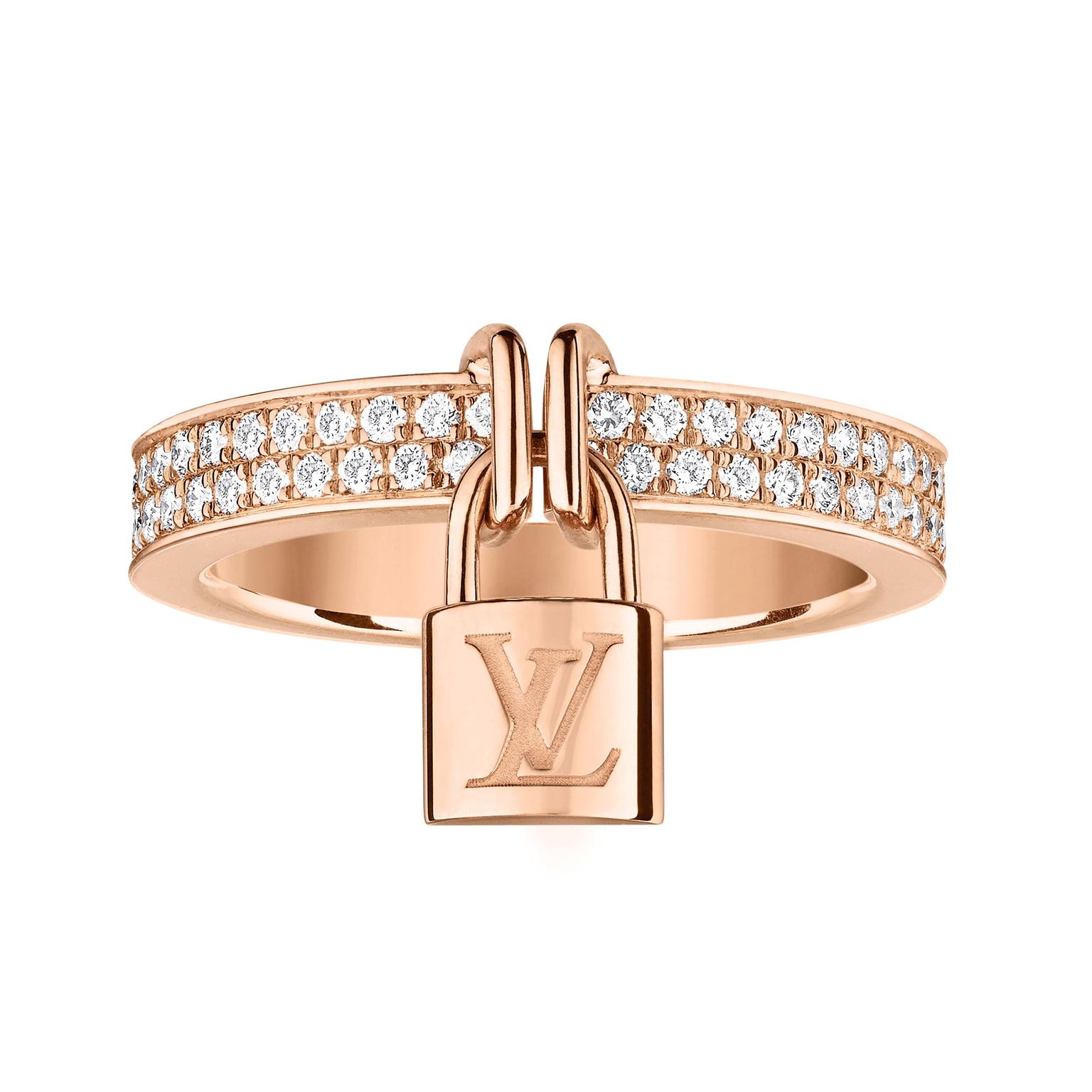 Louis Vuitton Lockit pink gold and diamond ring