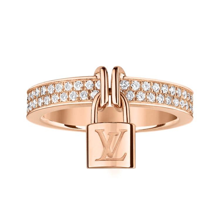 Louis Vuitton Lockit pink gold and diamond ring