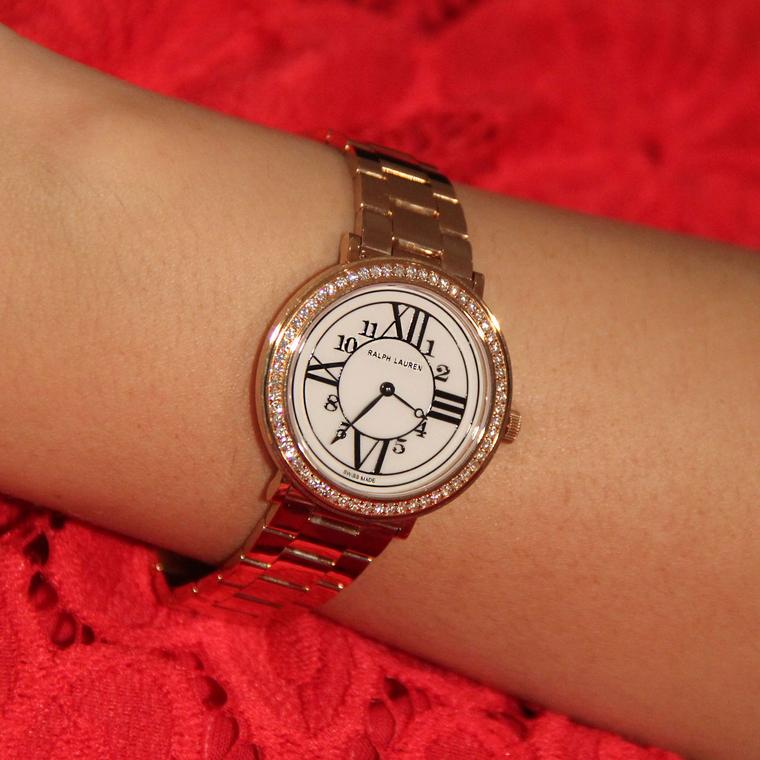 Ralph Lauren RL888 rose gold watch with diamonds