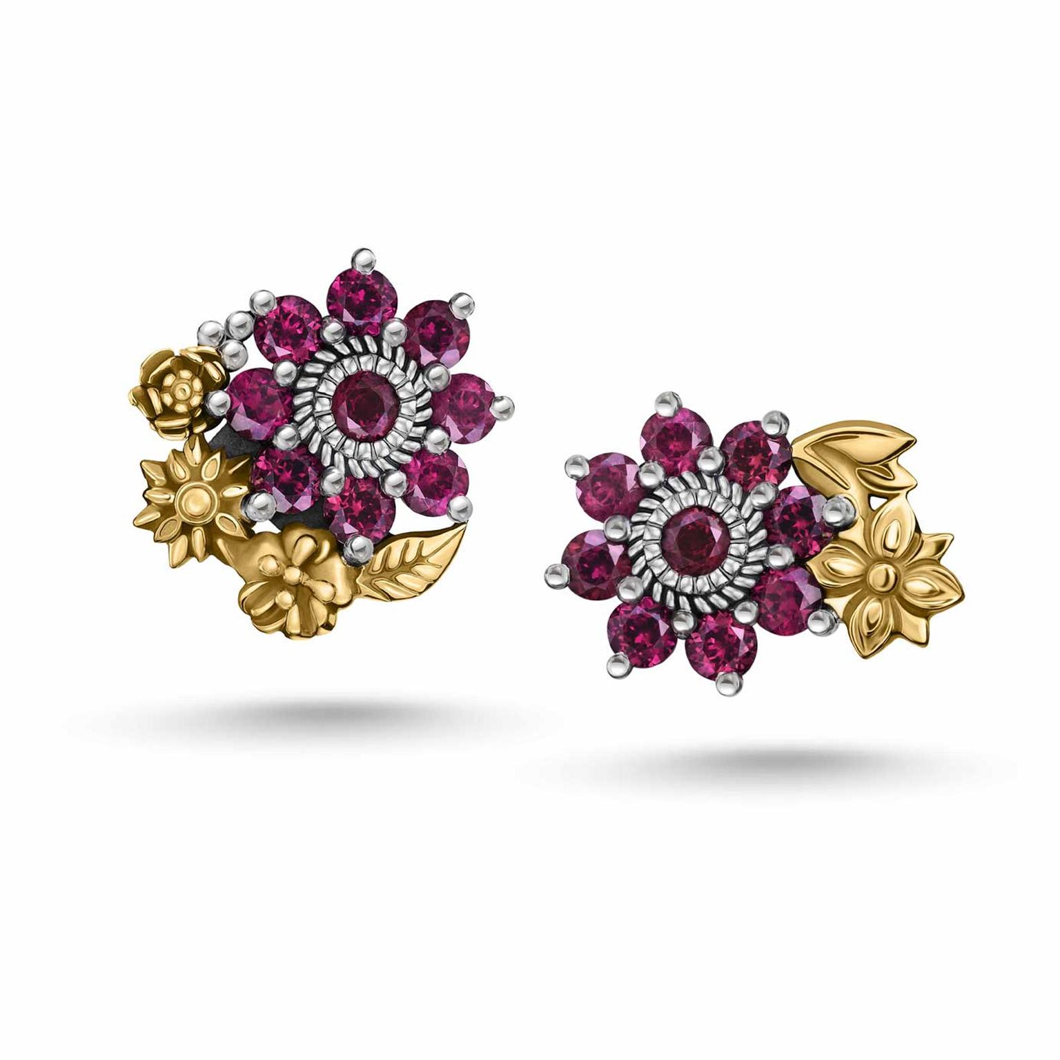 Azza Fahmy Jewellery Mismatched Floral earrings