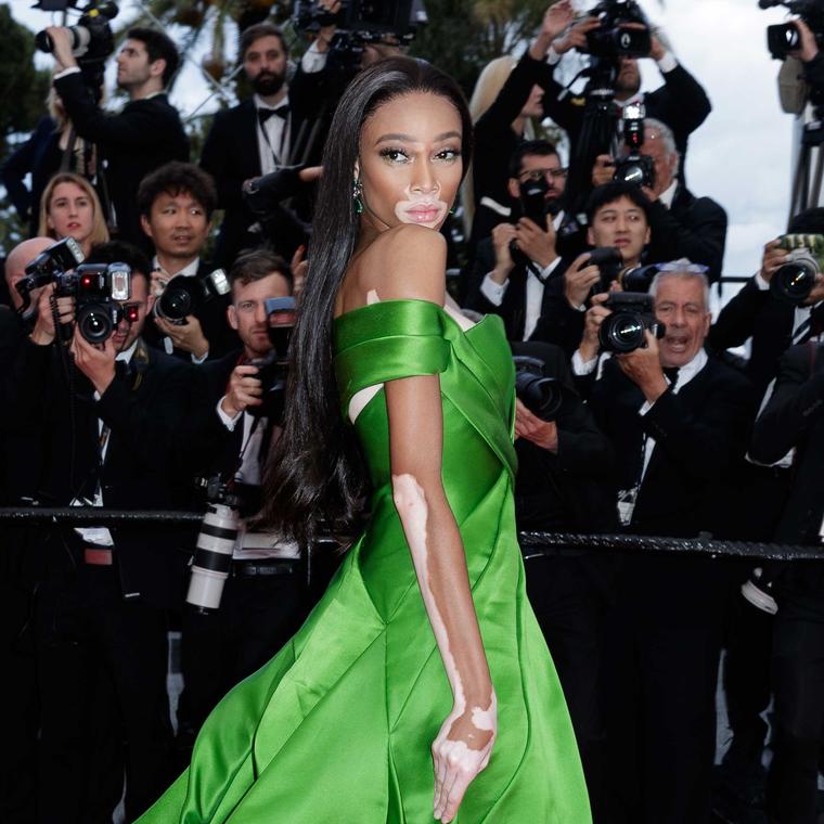 Winnie Harlow in De Grisogono jewels Cannes Red Carpet 2018