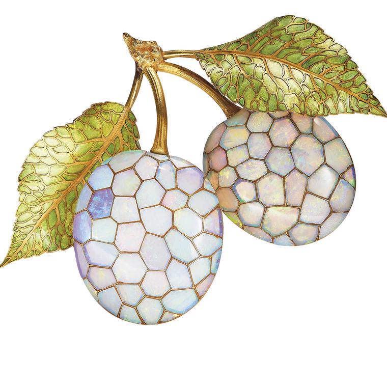 Rene Lalique Plum Opal and enamel brooch