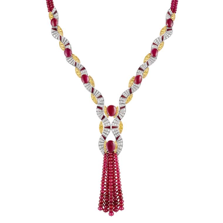Chaumet Terres d’Or ruby and yellow sapphire necklace