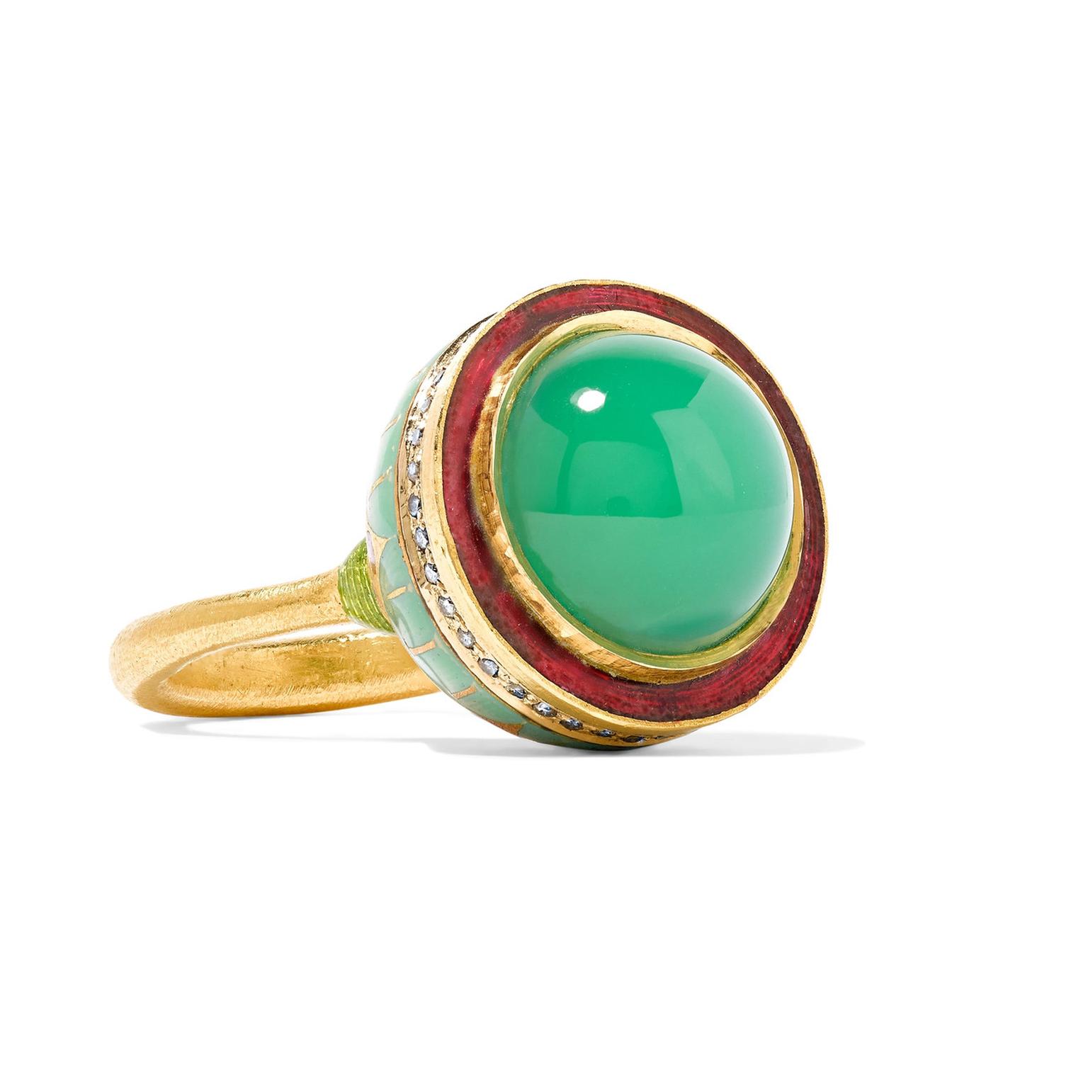 Alice Cicolini chrysoprase and enamel ring