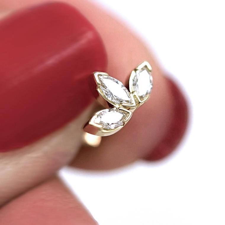 Diamond Lotus Piercing Stud by Lena Cohen