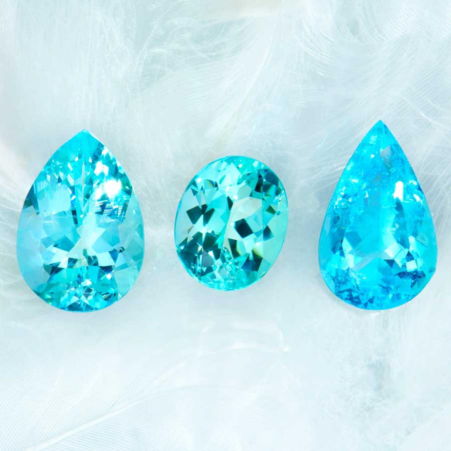 Doris Hangartner three Paraiba tourmalines