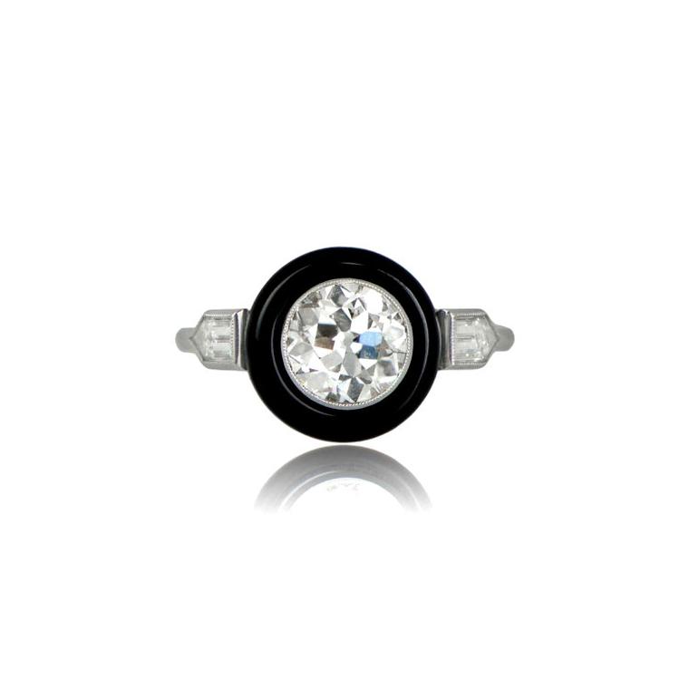 Estate Diamond Jewelry onyx ring