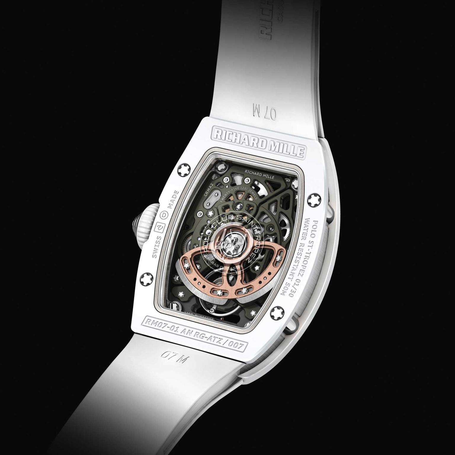 Richard Mille Polo Club Saint-Tropez RM 07-01 ladies' watch in white - back