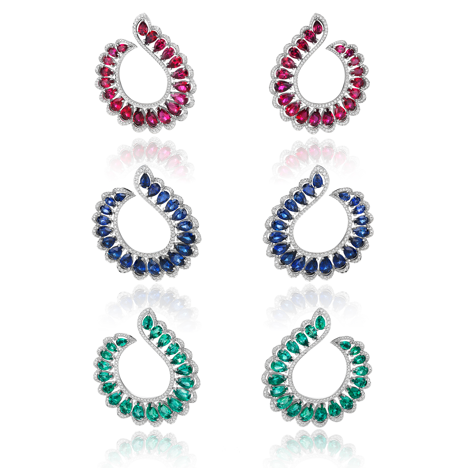 Chopard Precious earrings set with rubies, sapphires and emeralds