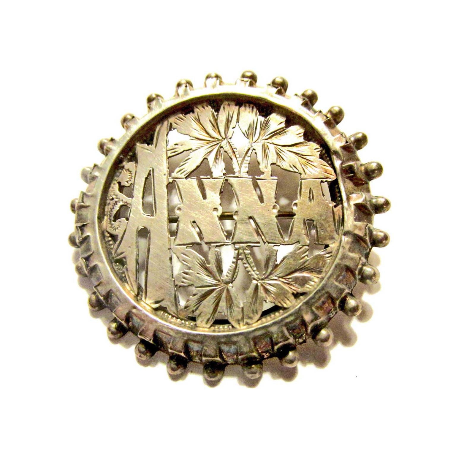 The Spare Room Anna sterling love brooch, circa 1880.