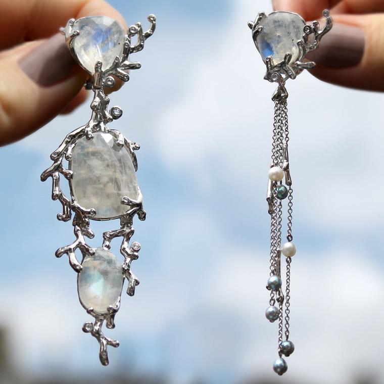 AENEA Alaria interchangeable moonstone and akoya pearl earrings 