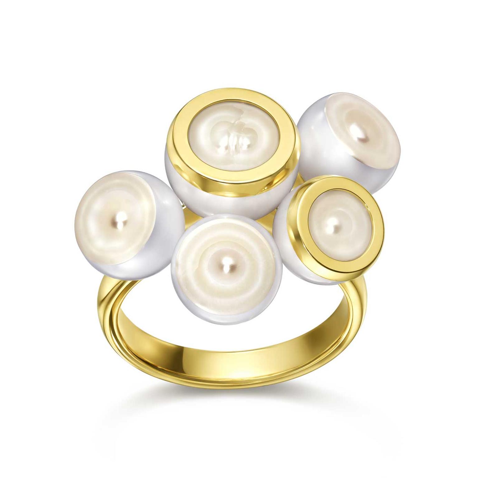 M/G TASAKI Sliced Bezel ring white background