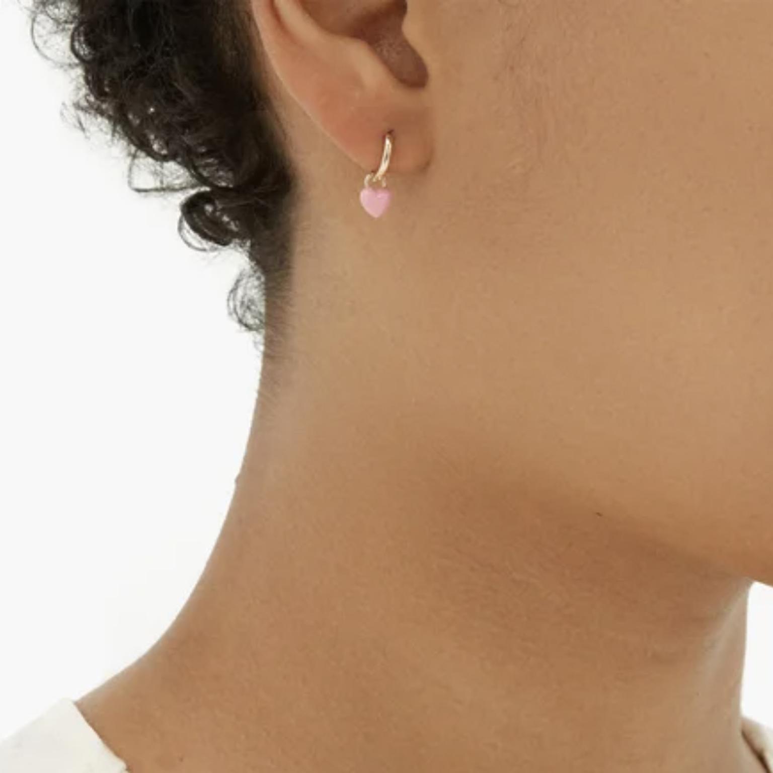 Alison Lou Single earrings small heart enamel on model £405