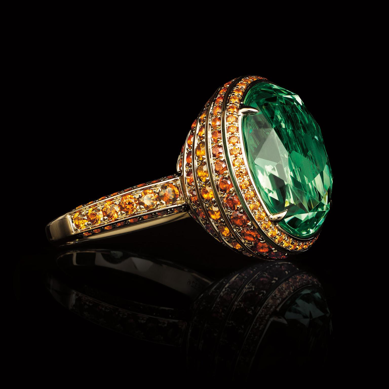 Tiffany wave basket tsavorite ring