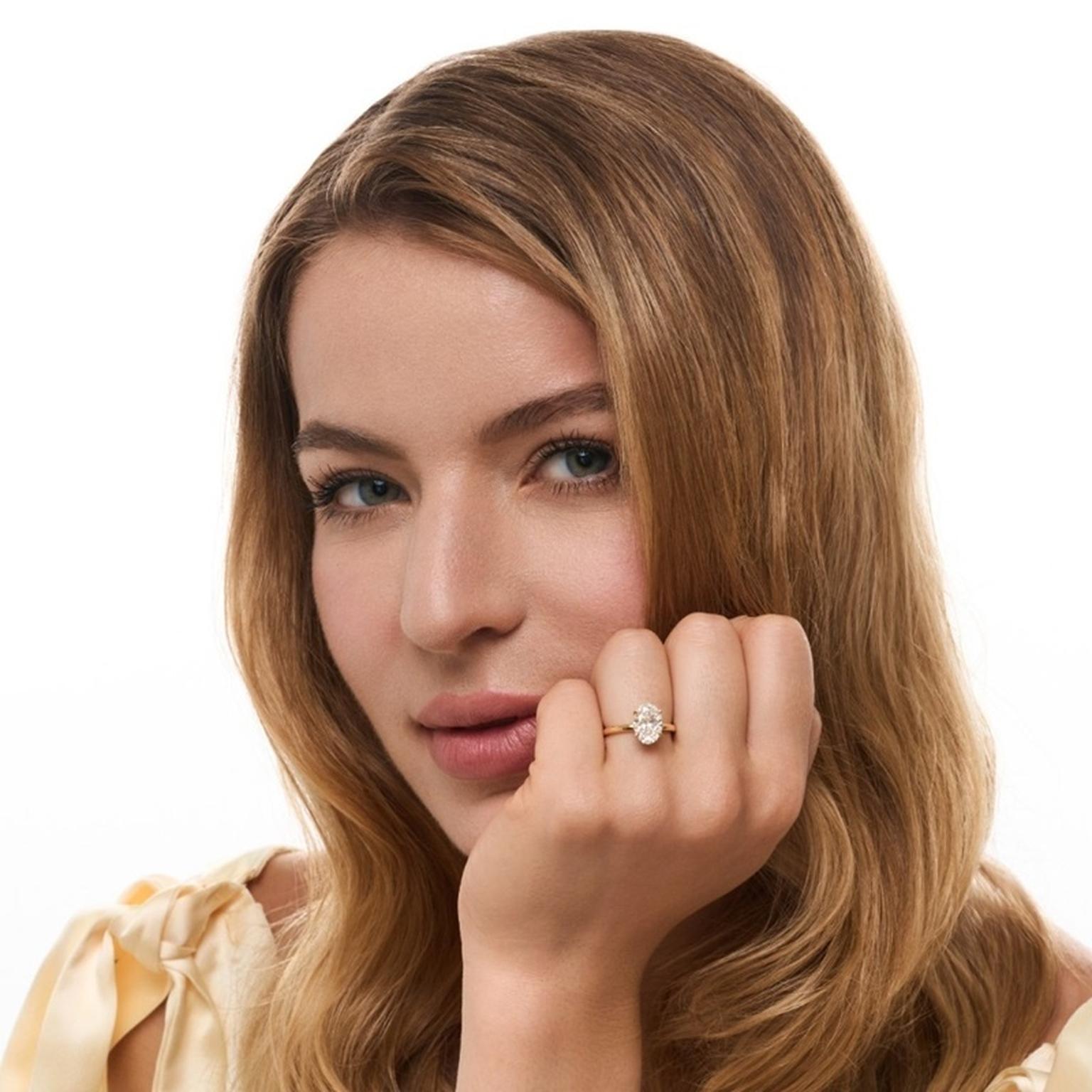 Regal oval diamond on model