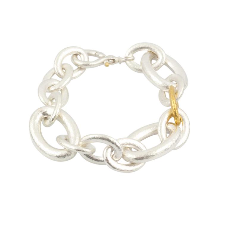 Gurhan Galahad Mixed Size Oval Bracelet in Sterling Silver Layered with 24ct Gold