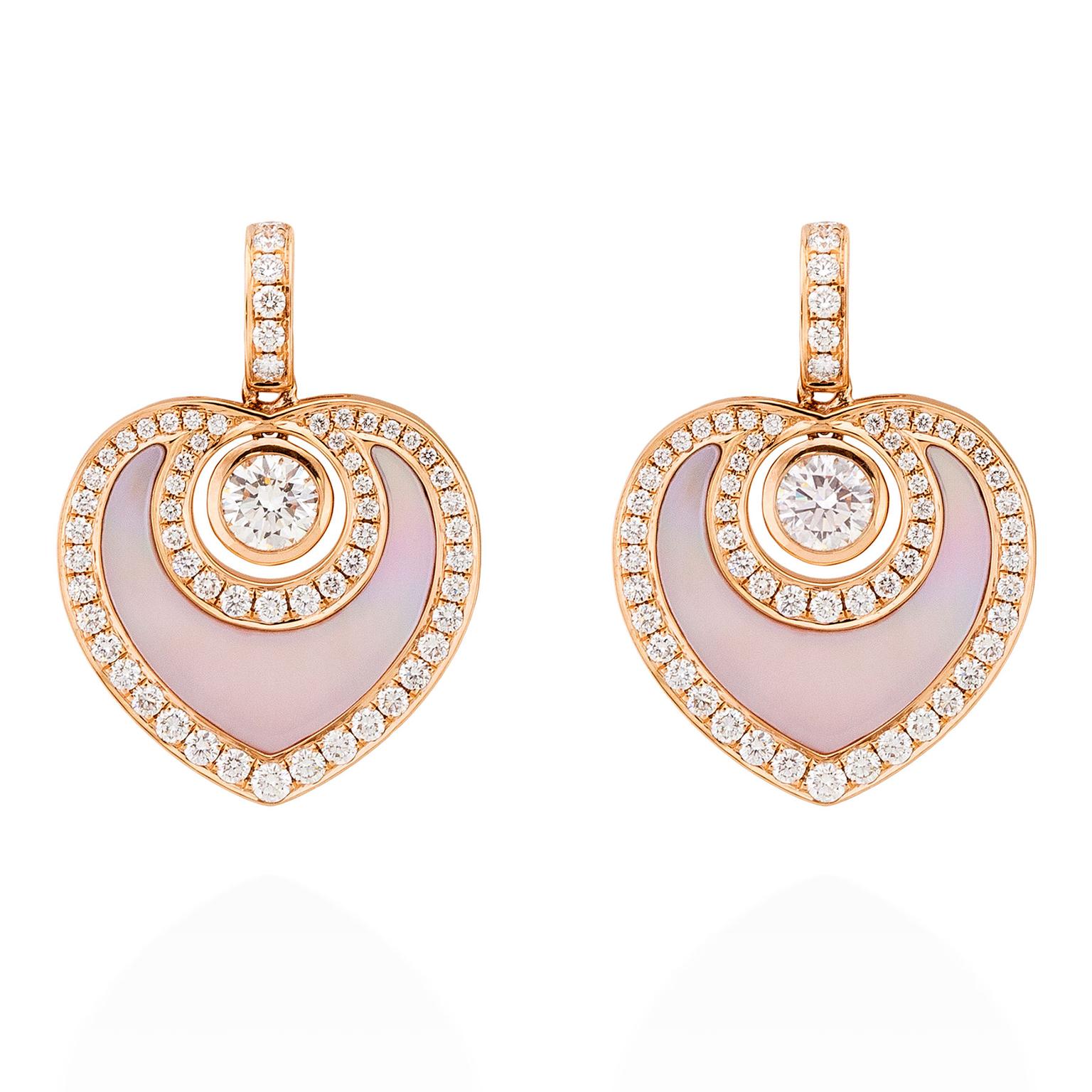 Boodles Sophie rose gold, diamond and mother-of-pearl earrings 