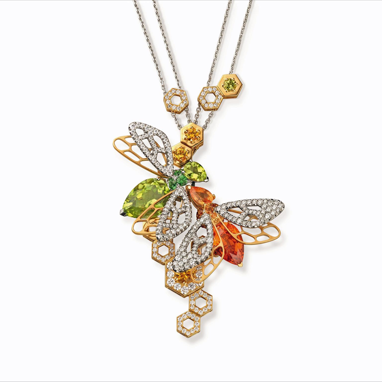 Abeille orange sapphire and peridot earrings, Chaumet