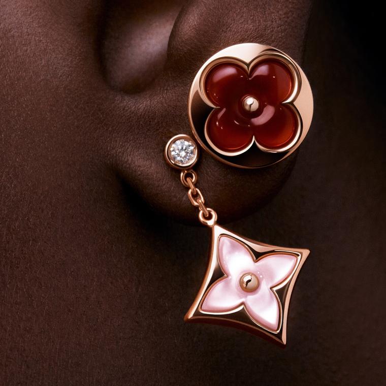 Color Blossom earrings by Louis Vuitton on model ©Nicolas Kantor