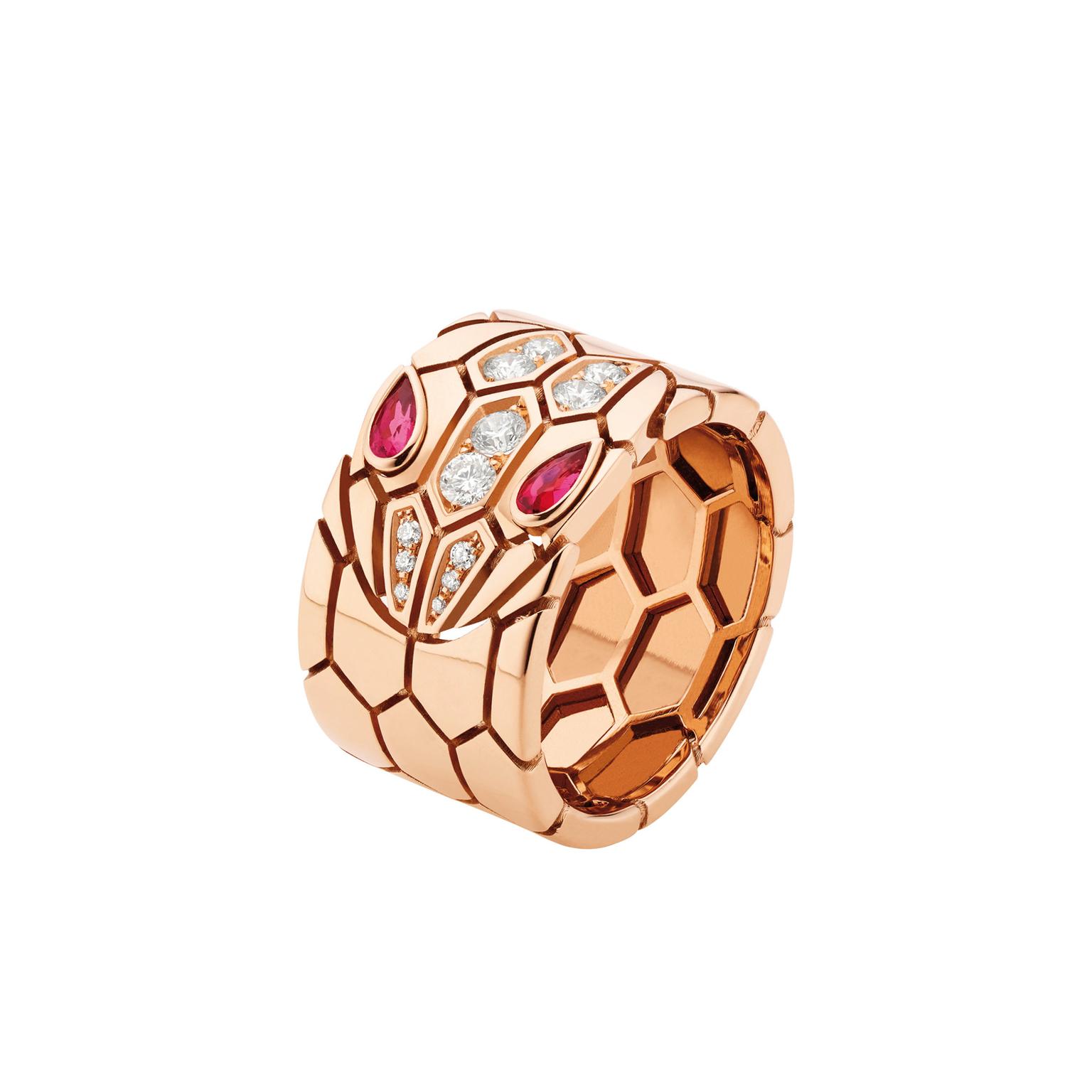 Bulgari Serpenti Seduttori rose gold and rubellite ring