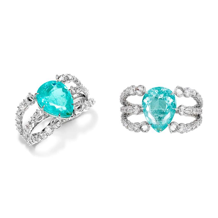 Ara Vartanian double-finger Paraiba tourmaline ring