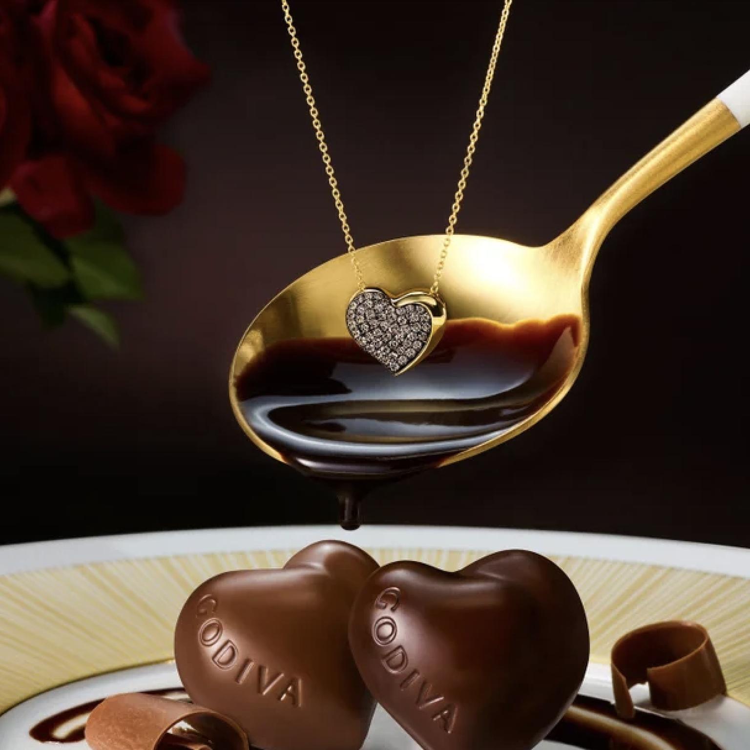 Godiva x Le Vian Diamond Heart Necklace stilllife