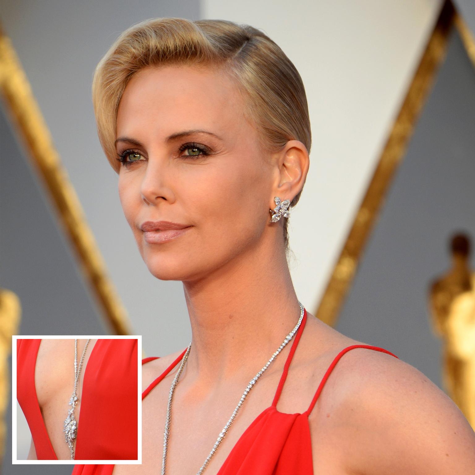 Charlize Theron in a Harry Winston diamond sautoir