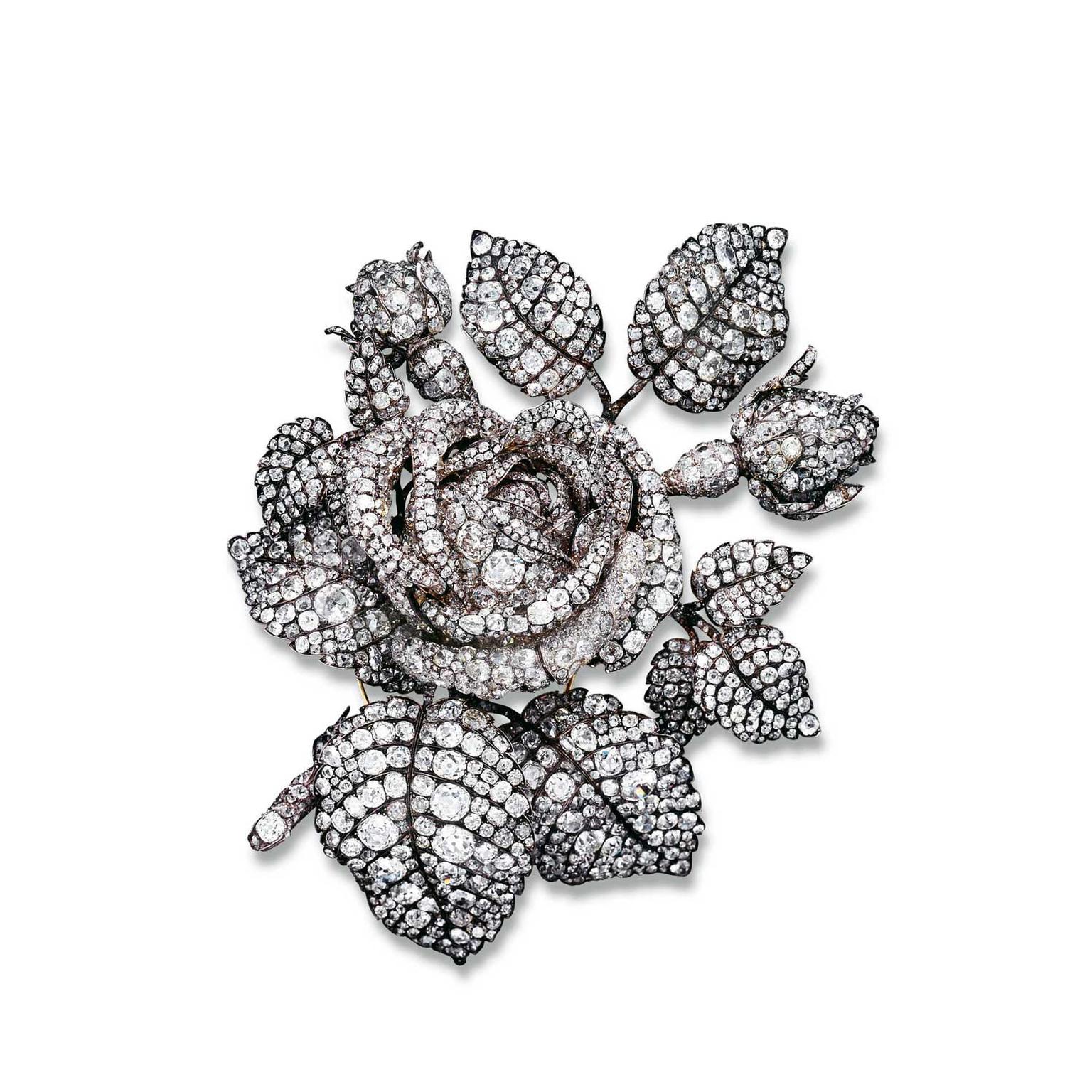 Mellerio dits Meller mid 19th century diamond rose brooch commissioned by Princess Mathilda