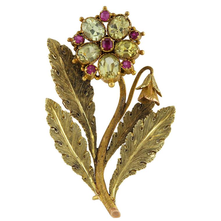 Antique brooches gold single bloom brooch from Sue Brown Jewels