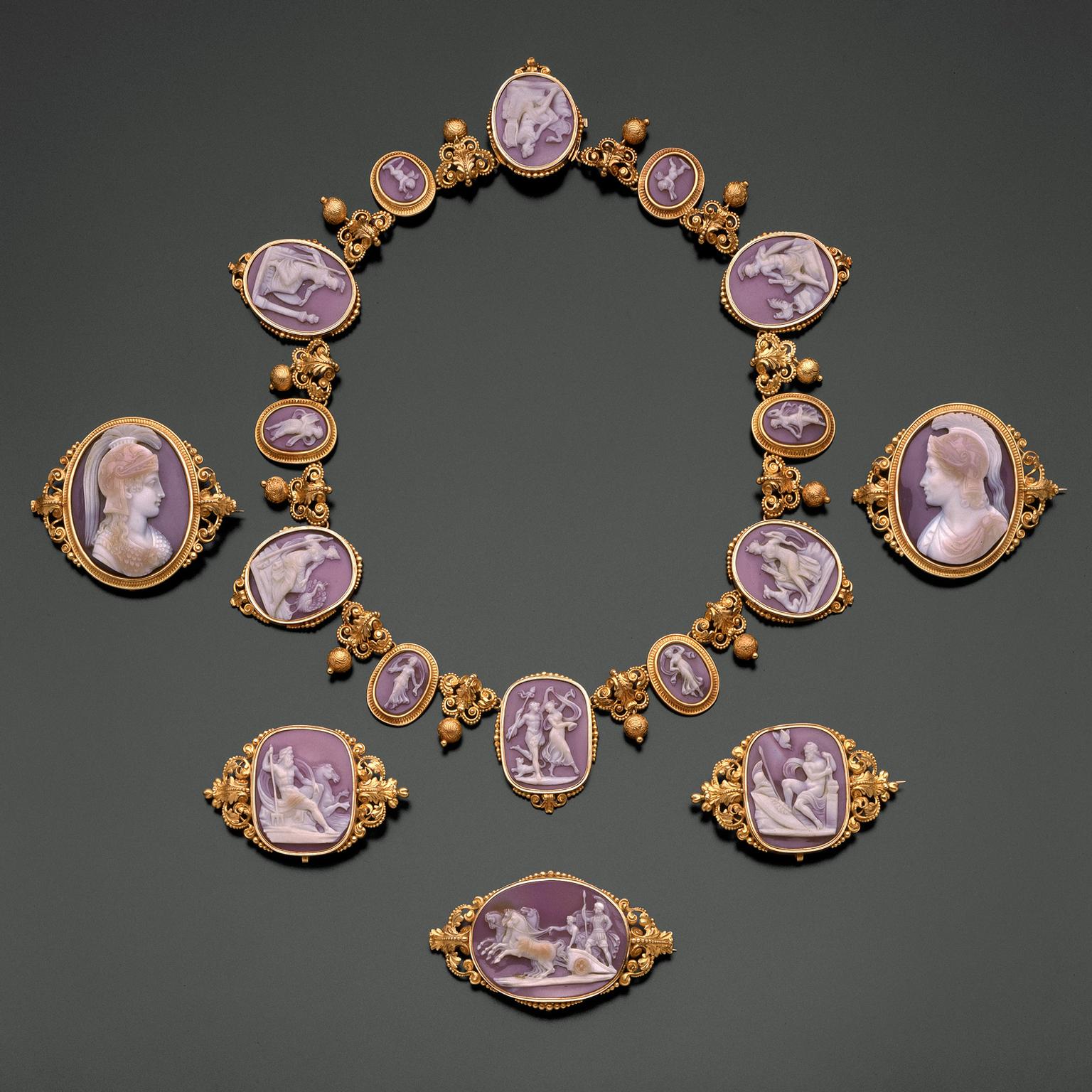 Revival necklaces and brooches, circa 1840