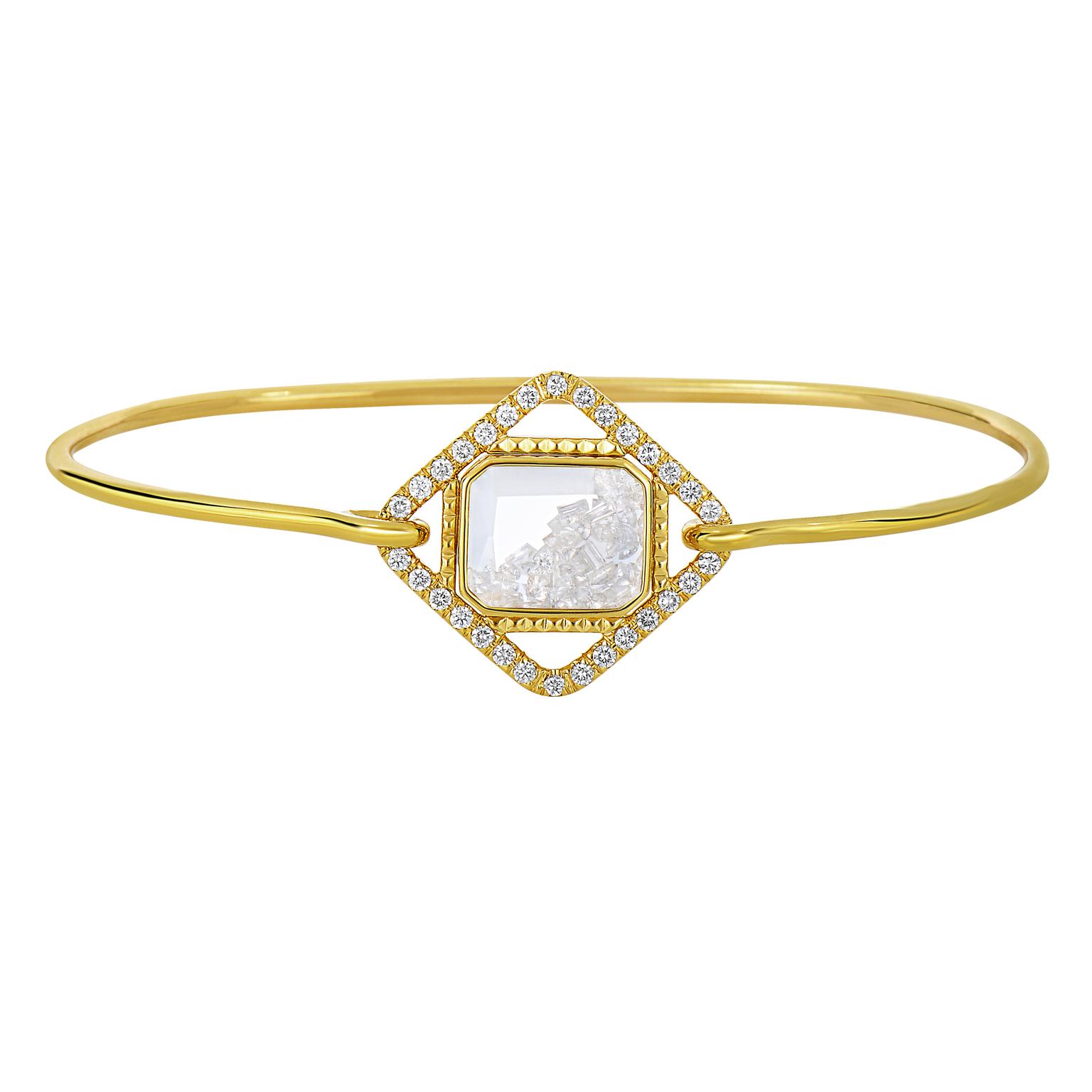 Moritz Glik diamond and white sapphire bracelet in yellow gold