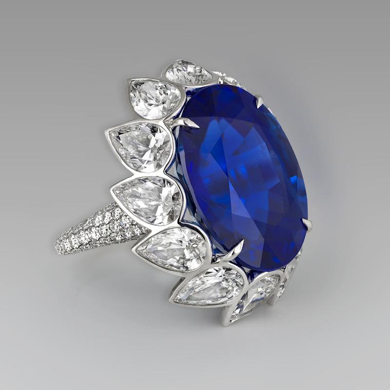 Ceylon blue sapphire engagement ring