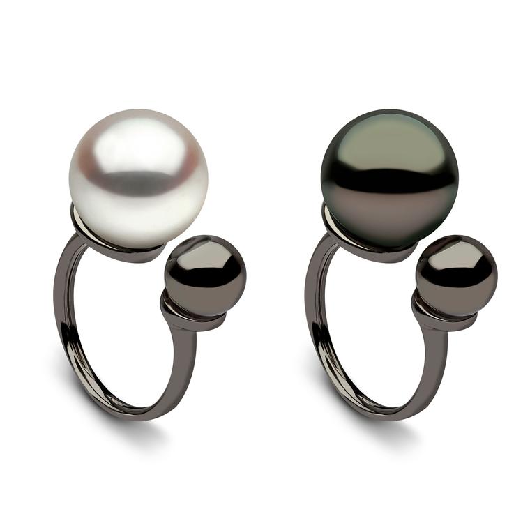 YOKO monochrome Tahitian pearl rings