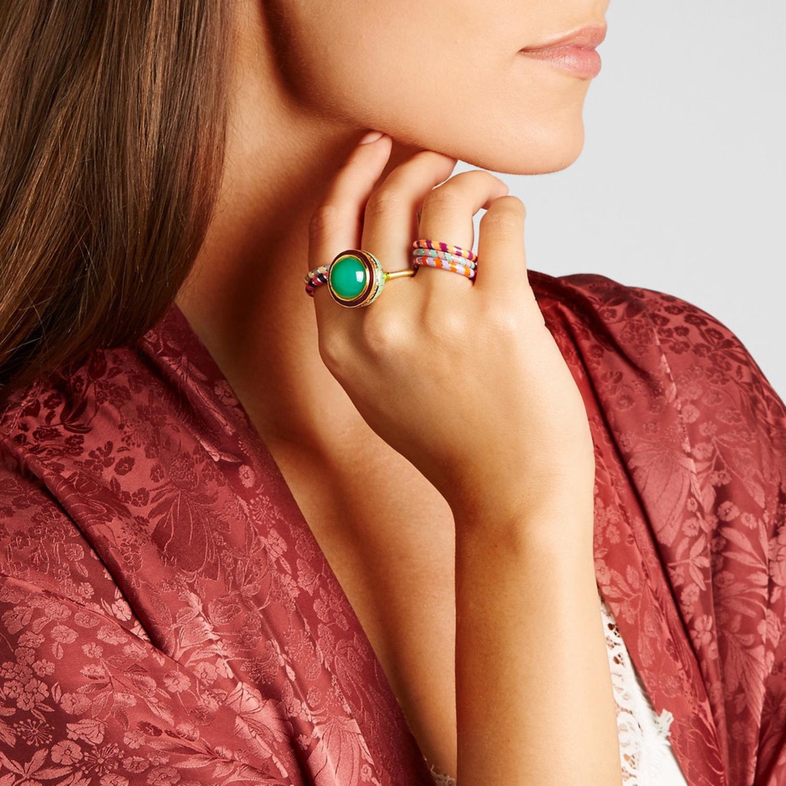 Alice Cicolini enamel and chrysoprase ring