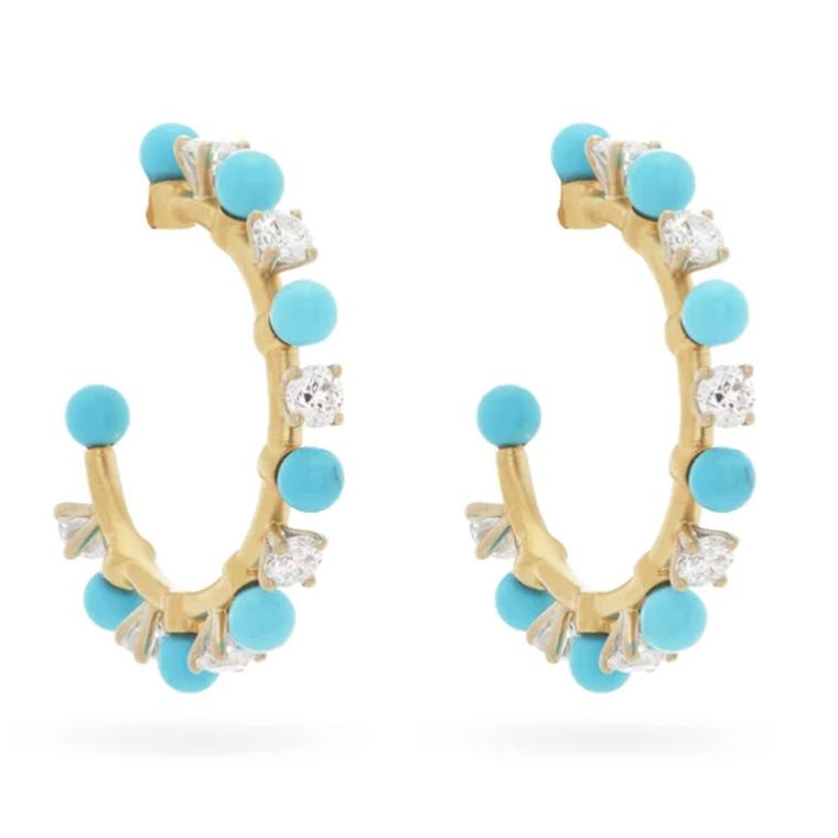 Turquoise and diamond hoops by Irene Neuwirth 