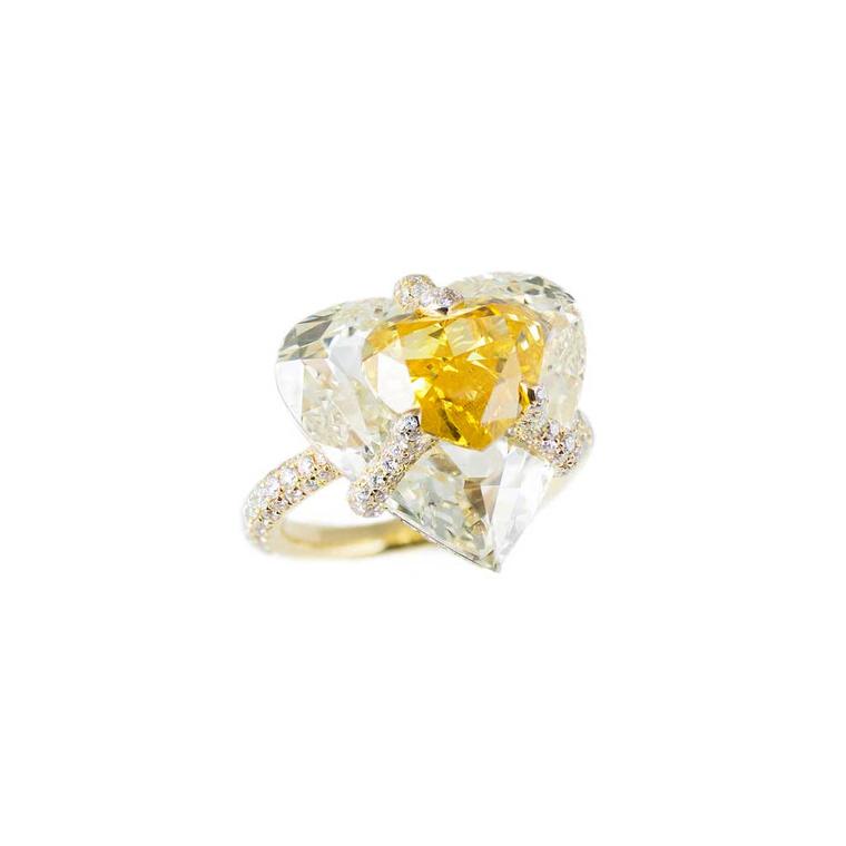 Boghossian Fancy Vivid orangey yellow diamond engagement ring