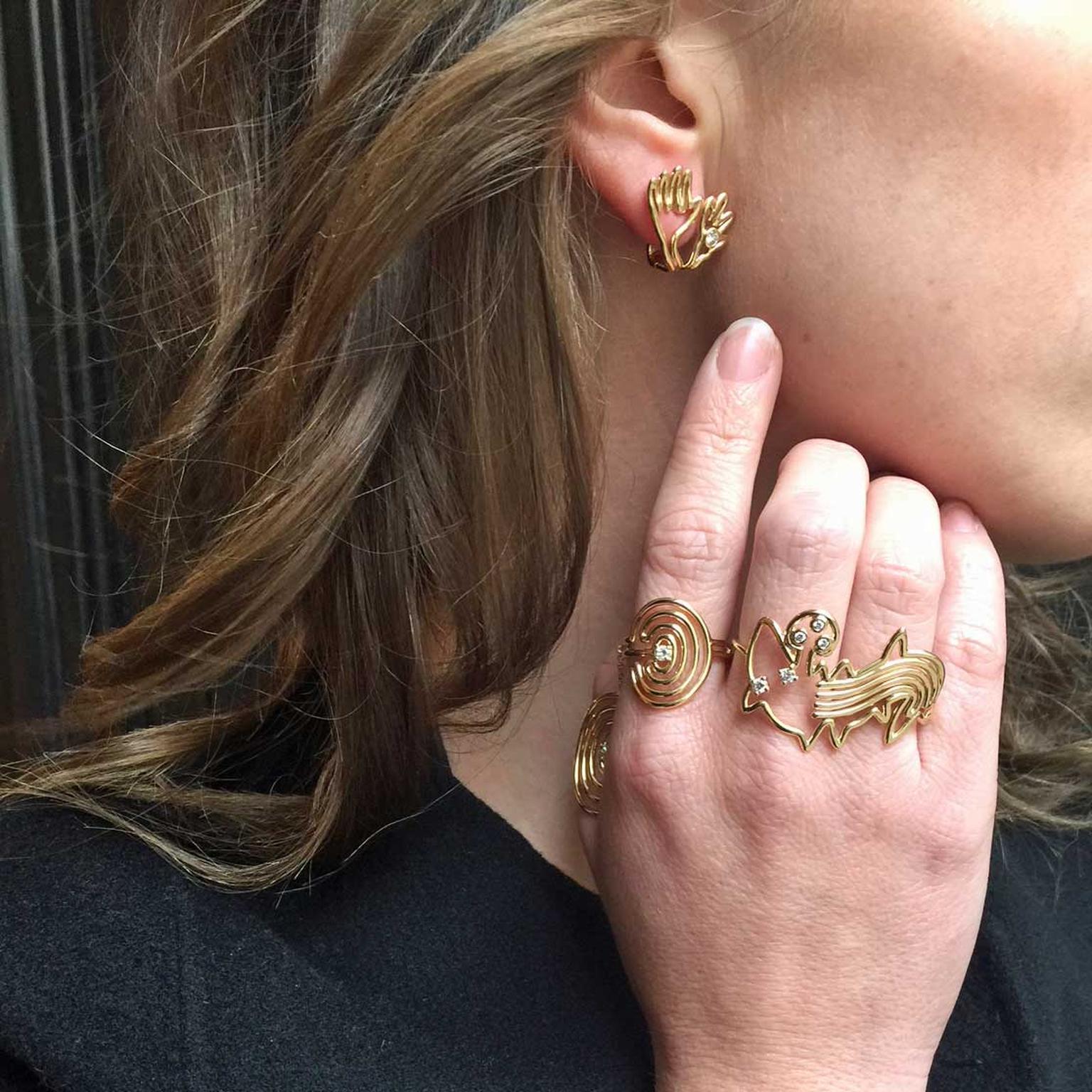 Lydia Courteille Nazca rings and earrings
