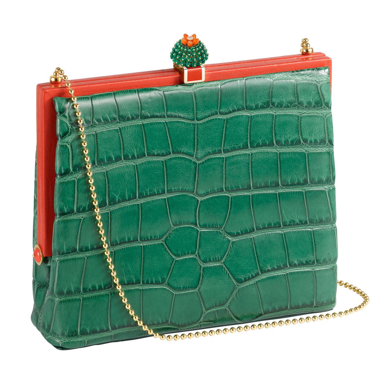 Green alligator Cactus de Cartier handbag
