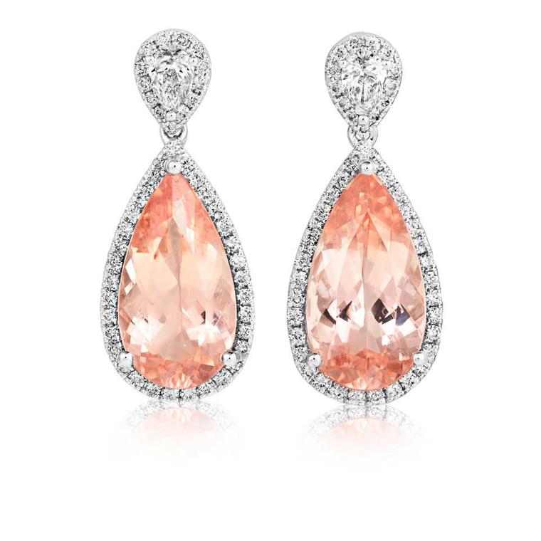 Sheldon Bloomfield earrings in white gold with morganite and diamonds