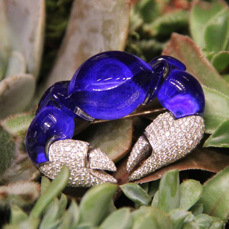 Vhernier lapis lazuli Crab brooch