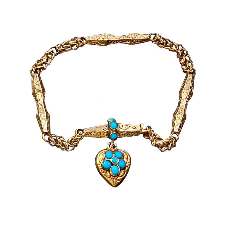 Romanov Russia forget-me-not turquoise floral heart bracelet