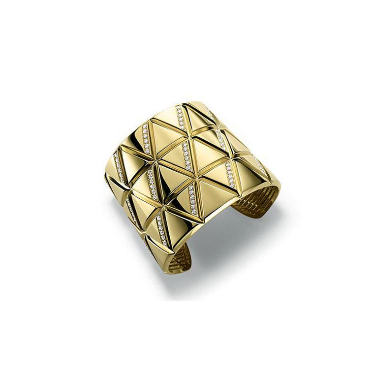Triangoli by Marina B gold and diamond triple row cuff