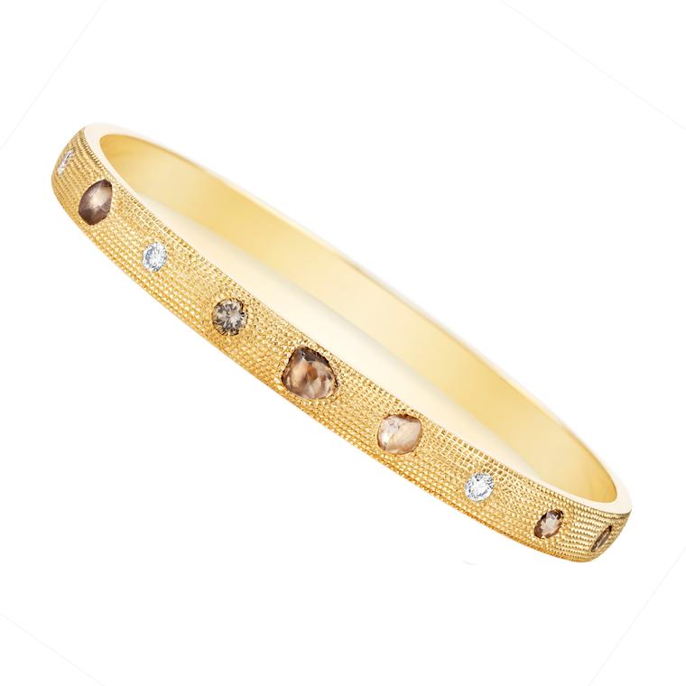 Talisman rough and polished diamond bangle 