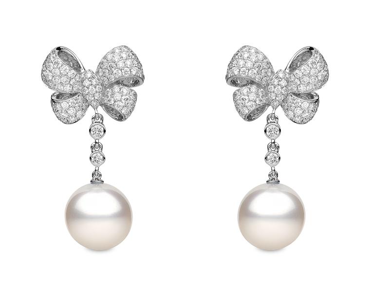 YOKO London pearl bow earrings